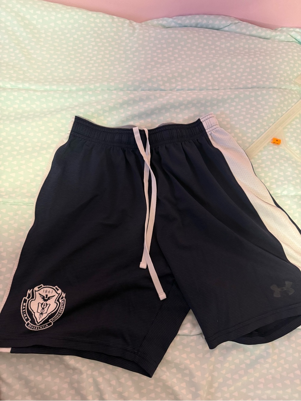 Under Armour Black Athletic Shorts with White Accents